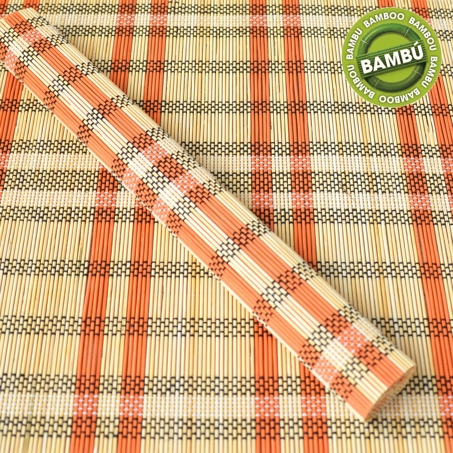 Mantel Individual Bambú Natural Diseño Étnico en 4 Colores 6 Unidades