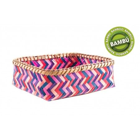 Bamboo basket rectangular - Model zig-Zag (28x24x11 cm).