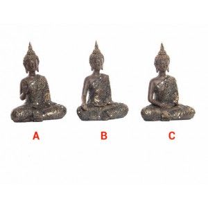 Buddha di Fortuna Zen Figura resina di colore marrone Set di 3. Casa e Più