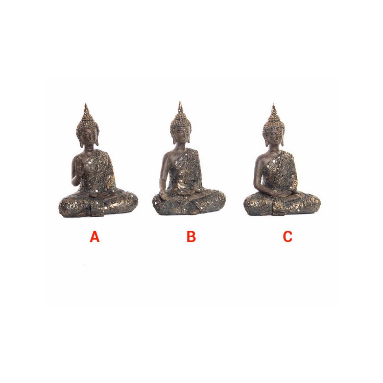 Buda de la Suerte Zen Figura de resina marrón Set de 3. Hogar y Más