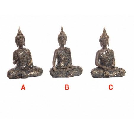 Buddha di Fortuna Zen Figura resina di colore marrone Set di 3. Casa e Più