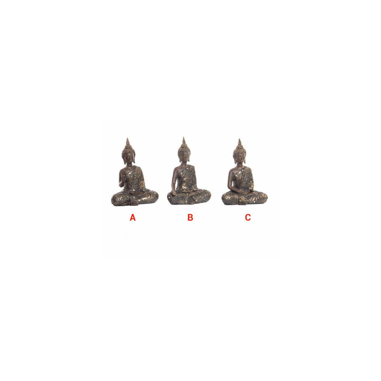 Buddha of Luck Zen Figure resin brown Set of 3. Home and More