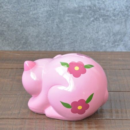 Tirelire en céramique banque pour enfants - Modèle de chat (10.5x10.5x14.5 cm)