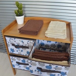 Piece of furniture with drawers. Made of natural Bamboo 4 drawers-Floral (32x63x59cm)