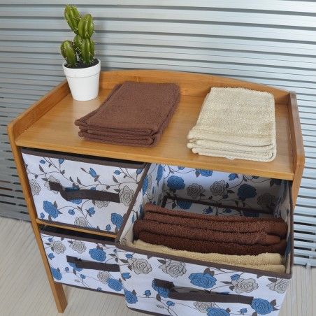 Meuble avec des tiroirs. Fait de Bambou naturel 4 tiroirs-Floral (32x63x59cm)