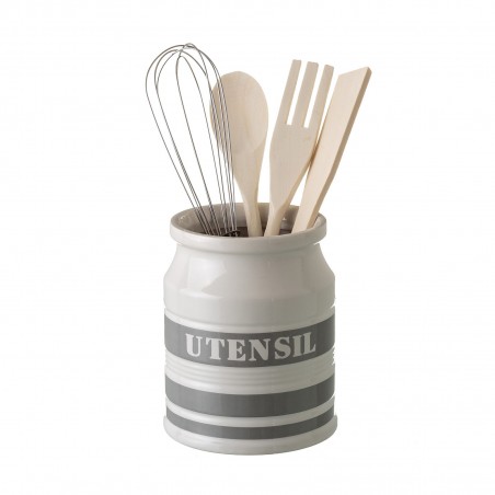 Bote Porta Utensilios de cocina moderno de cerámica Natural Bassic - Hogar y Más