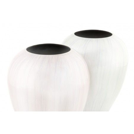 Casa e Più-Vaso Vaso di alluminio decorativo moderno dipinto di bianco Bassic Set di due