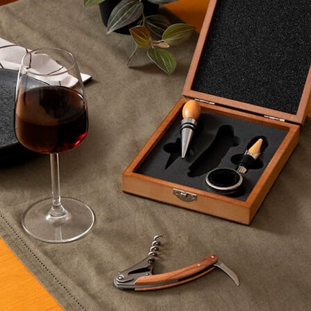 SET SUMILLER 4 PIEZAS ABRIDOR DE VINO MDF