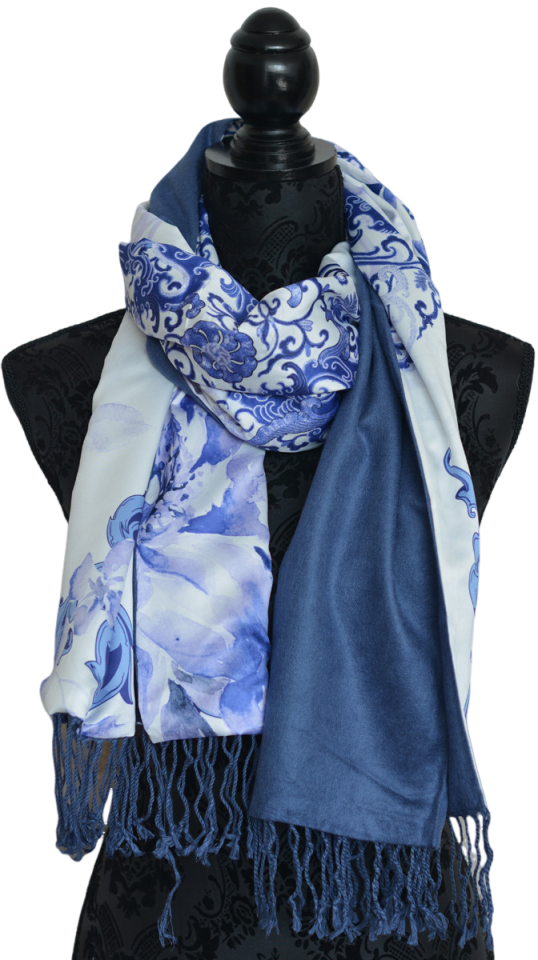 PAÑUELO CUELLO MUJER SEDA 100% NATURAL CUATRO ESTACIONES ARTEMISA AZULES
