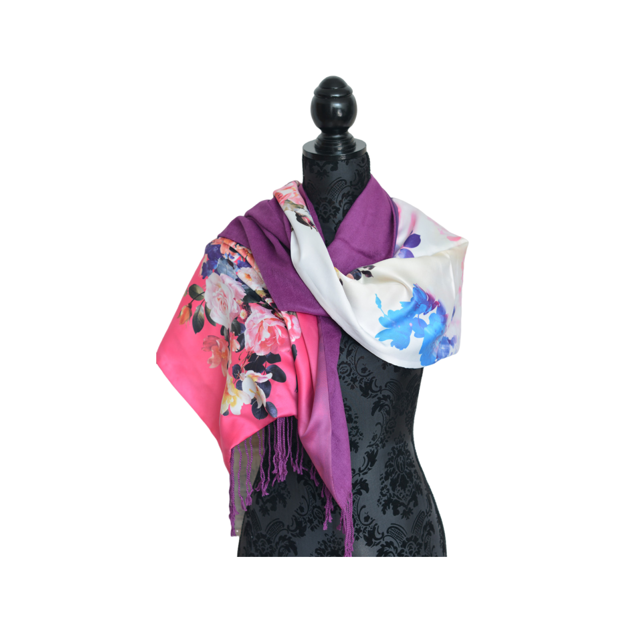 PAÑUELO CUELLO MUJER SEDA 100% NATURAL CUATRO ESTACIONES PRIMAVERA MORADO