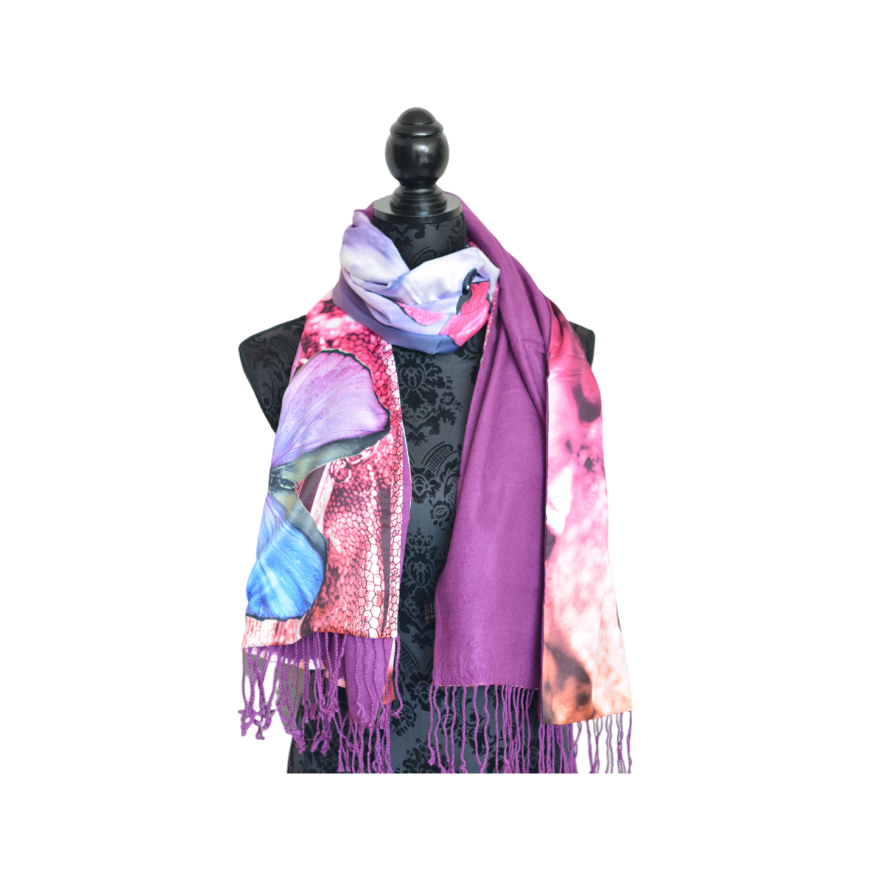 PAÑUELO CUELLO MUJER SEDA 100% NATURAL CUATRO ESTACIONES MARIPOSA