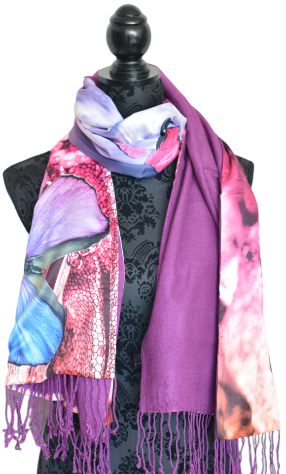 PAÑUELO CUELLO MUJER SEDA 100% NATURAL CUATRO ESTACIONES MARIPOSA