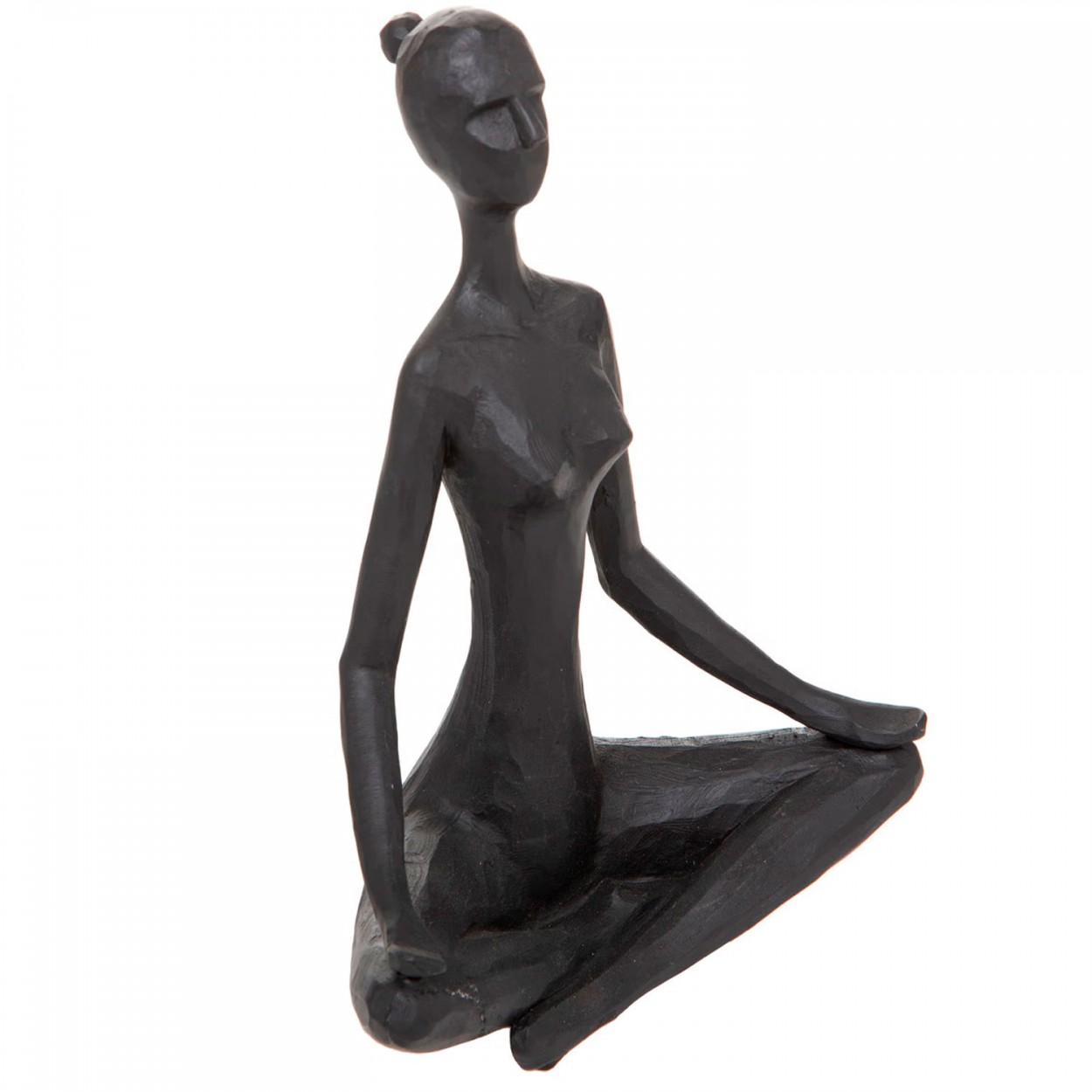 FIGURA DECORATIVA MUJER YOGA NEGRA POLIRESINA 13X6X22CM