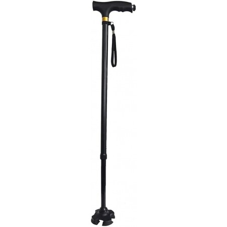 Bastón Extensible de Aluminio Rígido y Firme, Seguridad garantizada. Luz LED "Tobillo Biónico" Antideslizante 75/100 cm