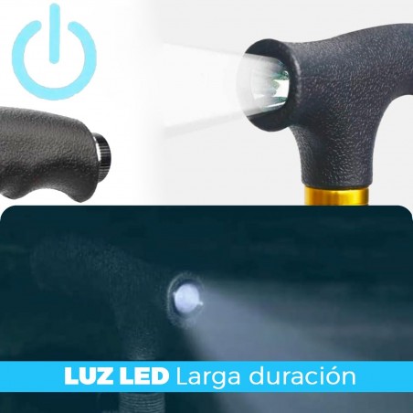 Bastón Extensible de Aluminio Rígido y Firme, Seguridad garantizada. Luz LED "Tobillo Biónico" Antideslizante 75/100 cm