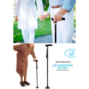Bastón Extensible de Aluminio Rígido y Firme, Seguridad garantizada. Luz LED "Tobillo Biónico" Antideslizante 75/100 cm
