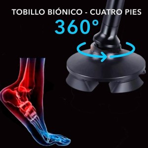 Bastón Extensible de Aluminio Rígido y Firme, Seguridad garantizada. Luz LED "Tobillo Biónico" Antideslizante 75/100 cm