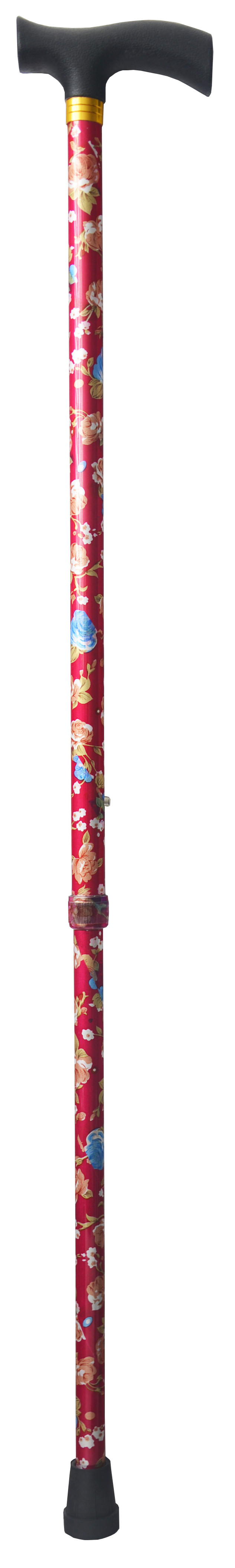 Stick Rosa Allungabile In Alluminio A Piedi, Disegno Floreale. Leggera e Resistente, 90 cm, 300 g