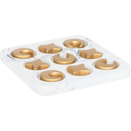 JUEGO TRES EN RAYA BLANCO Y DORADO 18CM