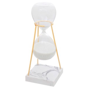 RELOJ ARENA BLANCO MARMOLADO Y DORADO 21CM