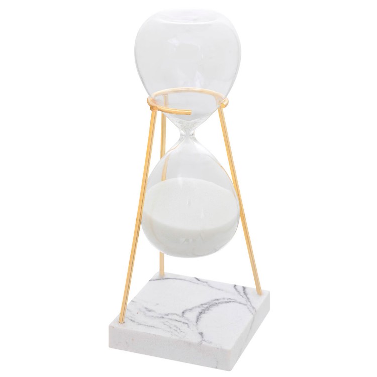 RELOJ ARENA BLANCO MARMOLADO Y DORADO 21CM