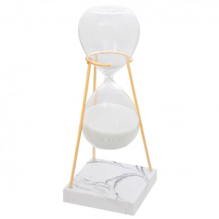 RELOJ ARENA BLANCO MARMOLADO Y DORADO 21CM
