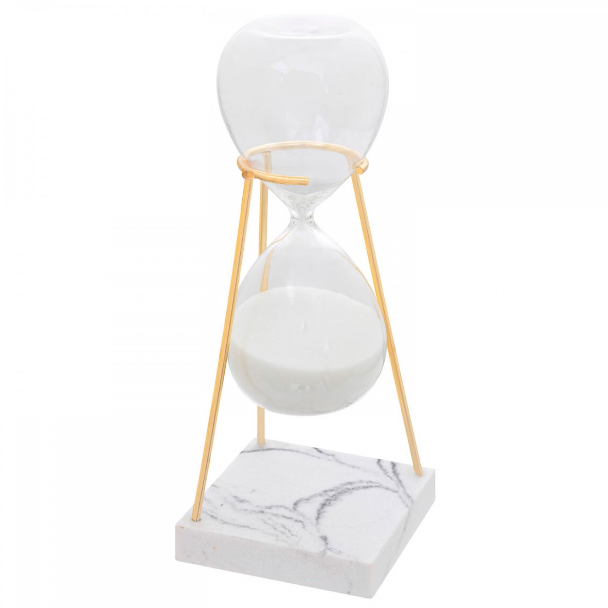 RELOJ ARENA BLANCO MARMOLADO Y DORADO 21CM