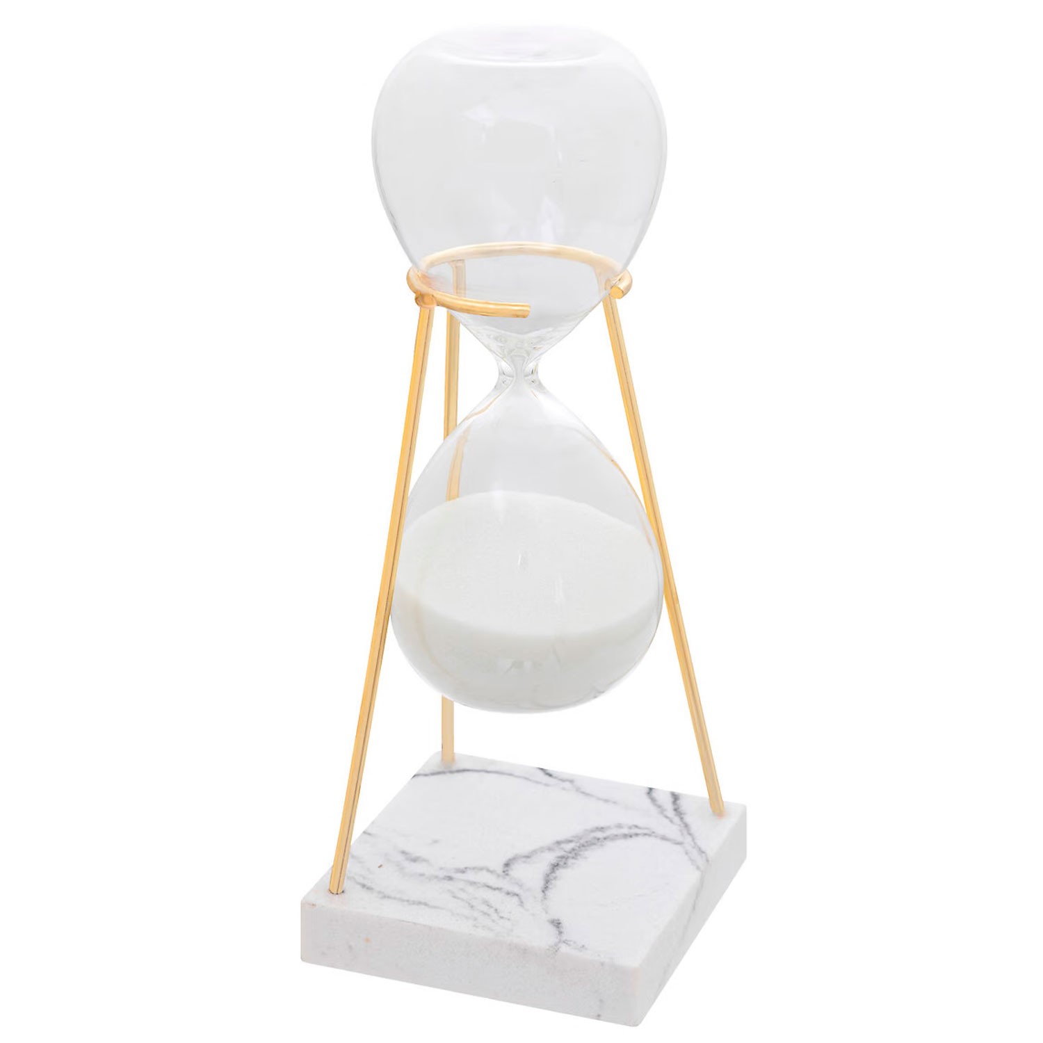 RELOJ ARENA BLANCO MARMOLADO Y DORADO 21CM
