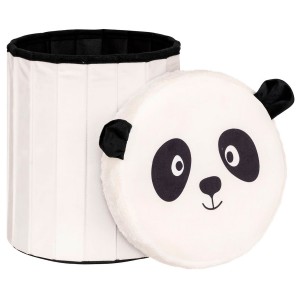 PUFF PLEGABLE INFANTIL PANDA BLANCO 30X36CM