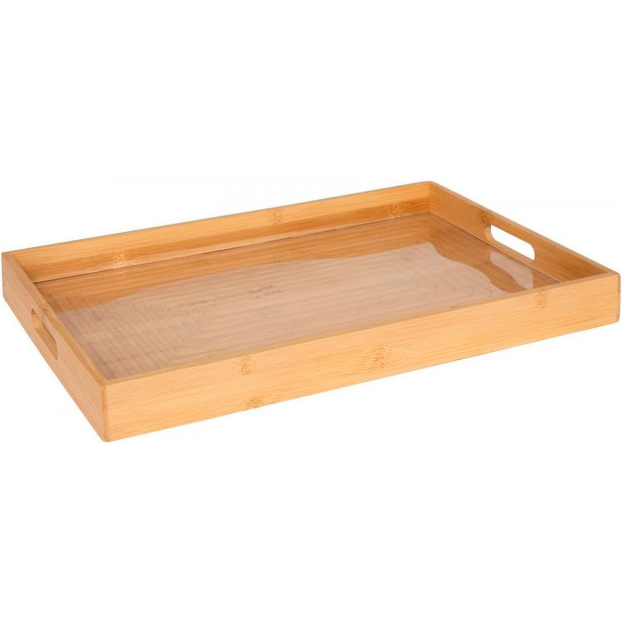 BANDEJA BAMBU NATURAL CON ASAS RECTANGULAR PARA SERVIR 46X30CM