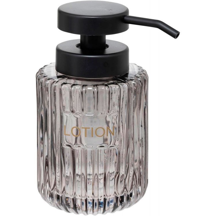 DISPENSADOR DE JABON PARA BAÑO VIDRIO GRIS 8X14,5CM 25CL