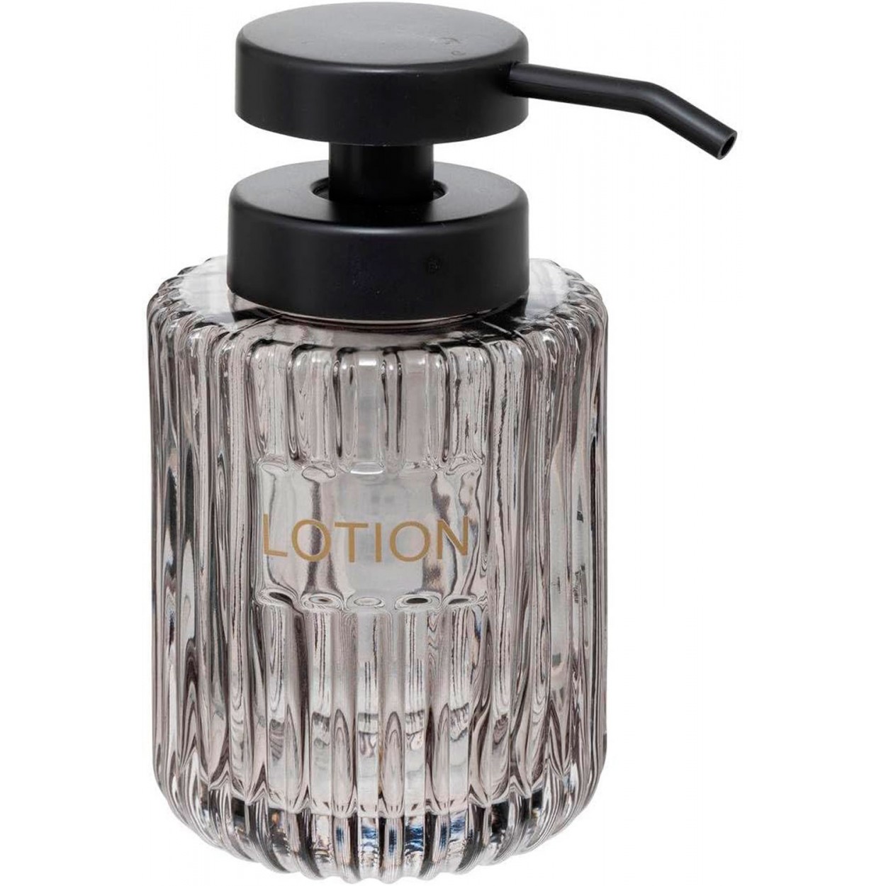 DISPENSADOR DE JABON PARA BAÑO VIDRIO GRIS 8X14,5CM 25CL