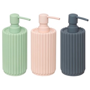 DISPENSADOR DE JABON PARA BAÑO RESINA PASTEL BULTOS 7,3X18,5CM 35CL