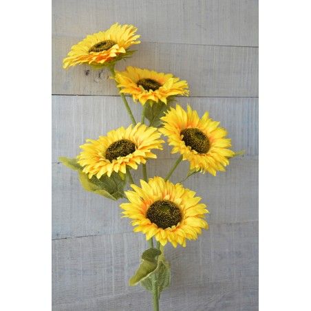 Girasol Artificial con Cinco Flores para Decoración Hogar y Más