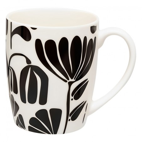 TAZA DESAYUNO PORCELANA HUESO BLACK FLOWER 37CL