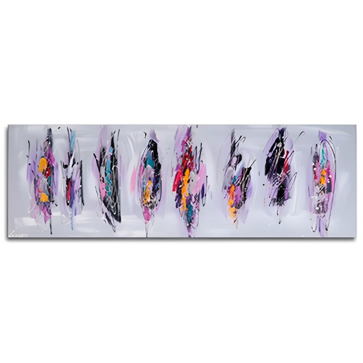 CUADRO LIENZO DECORATIVO PINTADO AL OLEO COLORS 150X50X4CM