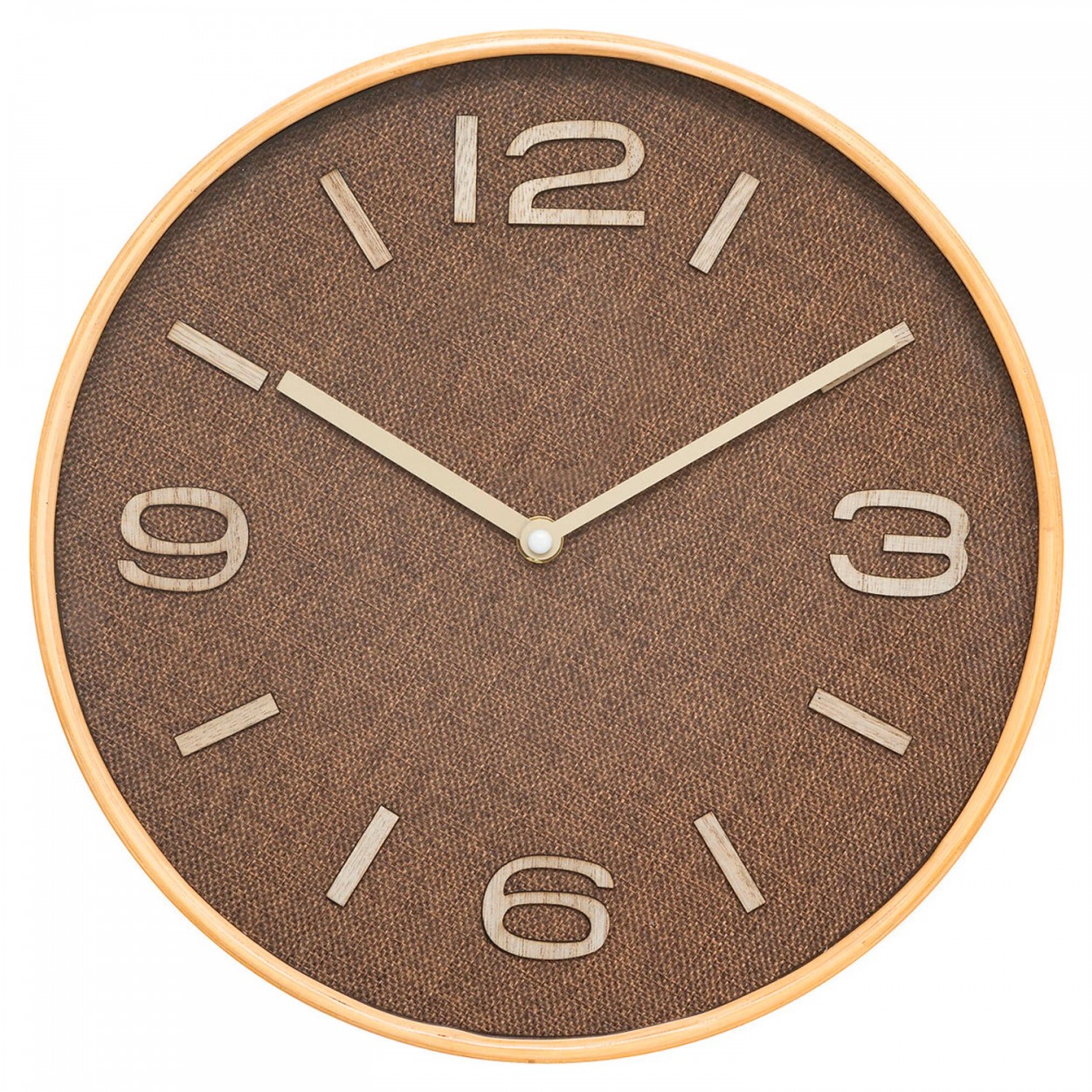 RELOJ PARA PARED ELLIS MARRÓN TELA TONKA Y MDF ø30CM
