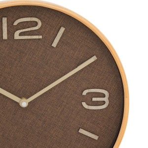 RELOJ PARA PARED ELLIS MARRÓN TELA TONKA Y MDF ø30CM