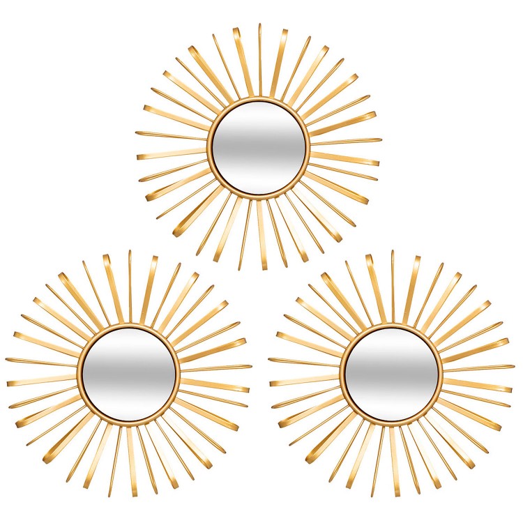 ESPEJO PARED METÁLICO SET 3 WARREN GOLDEN FLOWER 24,5CM