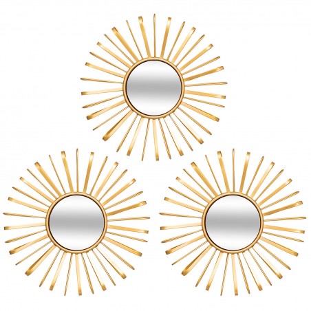 ESPEJO PARED METÁLICO SET 3 WARREN GOLDEN FLOWER 24,5CM