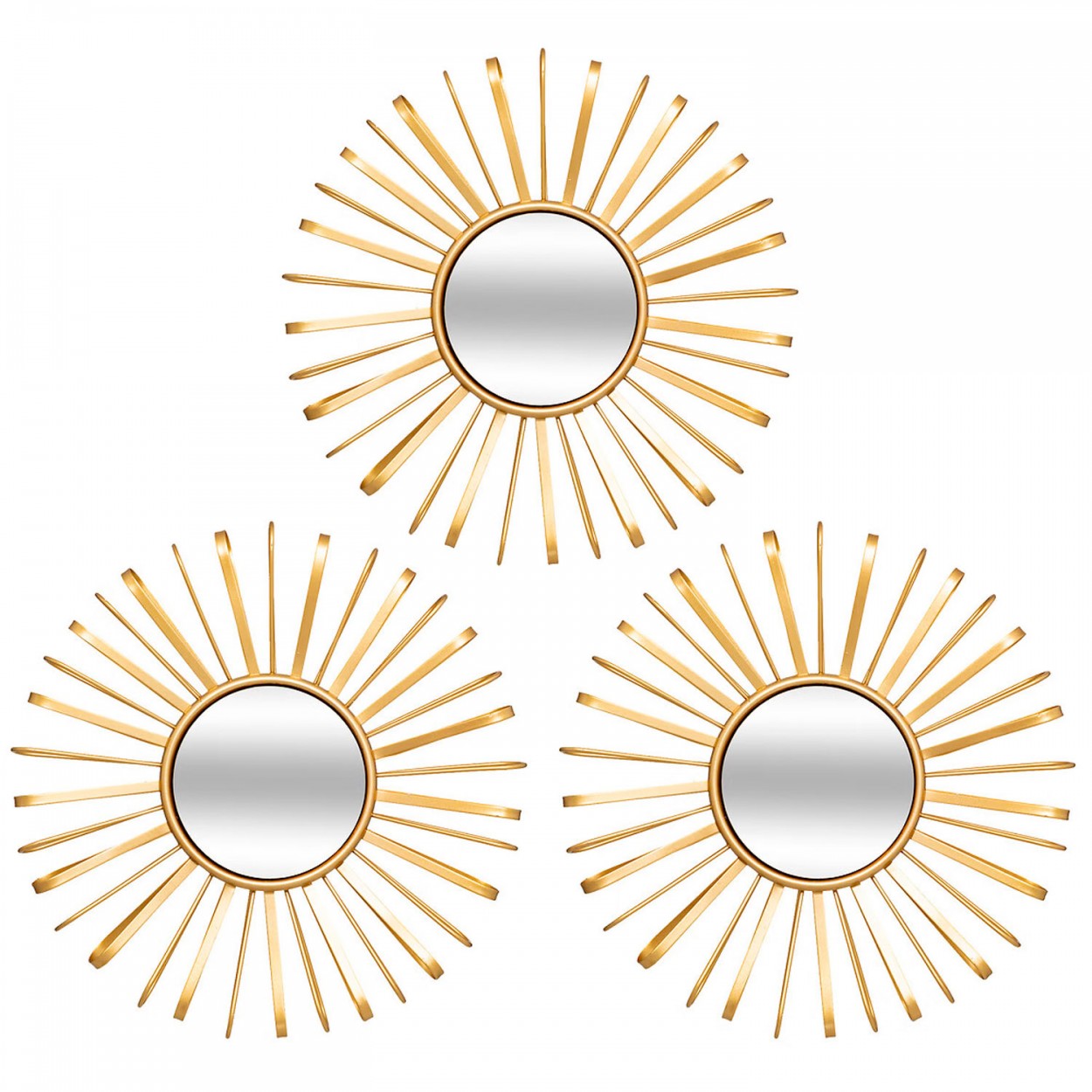 ESPEJO PARED METÁLICO SET 3 WARREN GOLDEN FLOWER 24,5CM