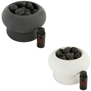QUEMADOR ACEITES ESENCIALES DECORATIVO CON PIEDRAS DE CERÁMICA 13,8X9,8CM + 1 BOTE ACEITE 10ML