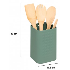 UTENSILIOS DE COCINA MADERA CON SOPORTE METÁLICO
