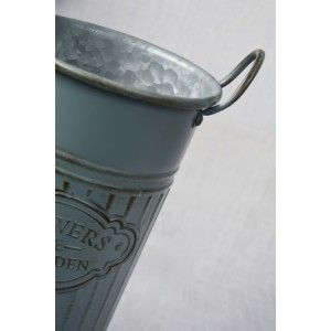 Macetero Decorativo Azul Vertical de Metal, Ideal para Exterior o Interior. Vintage/Original 26x16,5x11 cm