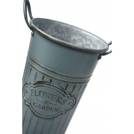 Macetero Decorativo Azul Vertical de Metal, Ideal para Exterior o Interior. Vintage/Original 26x16,5x11 cm