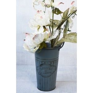 Macetero Decorativo Azul Vertical de Metal, Ideal para Exterior o Interior. Vintage/Original 26x16,5x11 cm