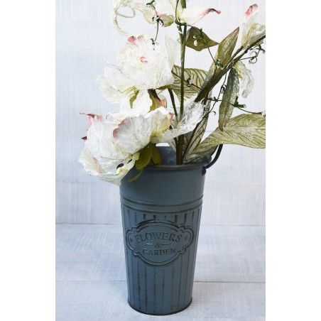 Macetero Decorativo Azul Vertical de Metal, Ideal para Exterior o Interior. Vintage/Original 26x16,5x11 cm