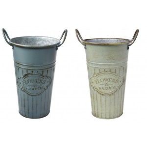 Macetero Decorativo Azul Vertical de Metal, Ideal para Exterior o Interior. Vintage/Original 26x16,5x11 cm