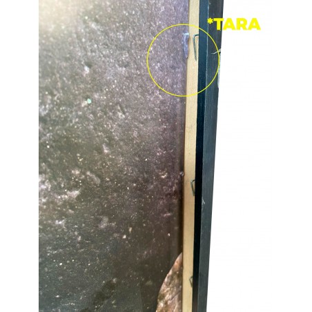 *TARA* CUADRO LIENZO BAMBÚ Y PIEDRITAS CON MARCO NEGRO 78X97