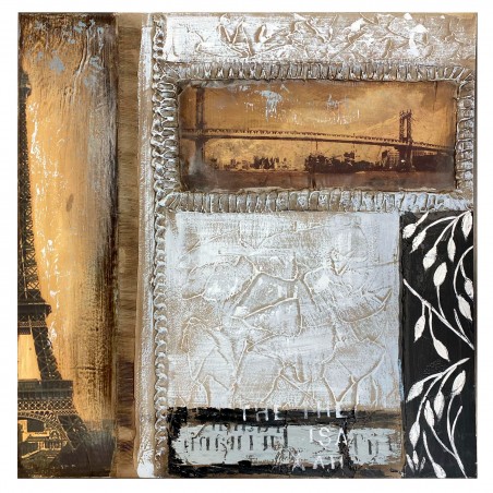 CUADRO DECORATIVO LIENZO RELIVE CITY 80X80CM